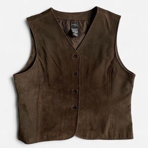 Vintage dark brown leather vest